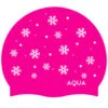 Aqua Pink Snowflakes - Silicone Swim Hat