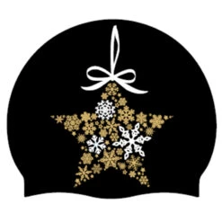 Aqua Star Christmas - Silicone Swim Hat (Black)