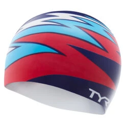 TYR - Zig Zag Silicone Adult Swim Cap - Red/White/Blue