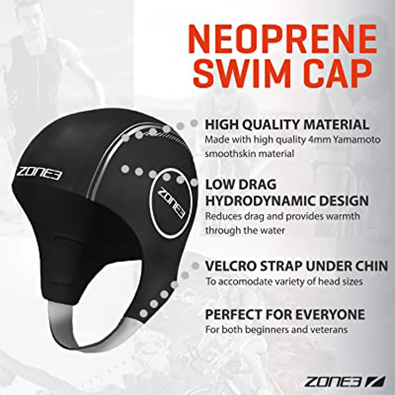 Zone3 - Neoprene Swim Cap - Black/Reflective Silver - Image 3