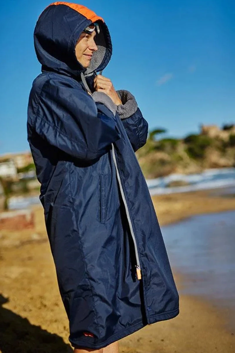 Zone3 - Polar Fleece Parka Robe Jacket - Navy/Grey/Orange - Image 10