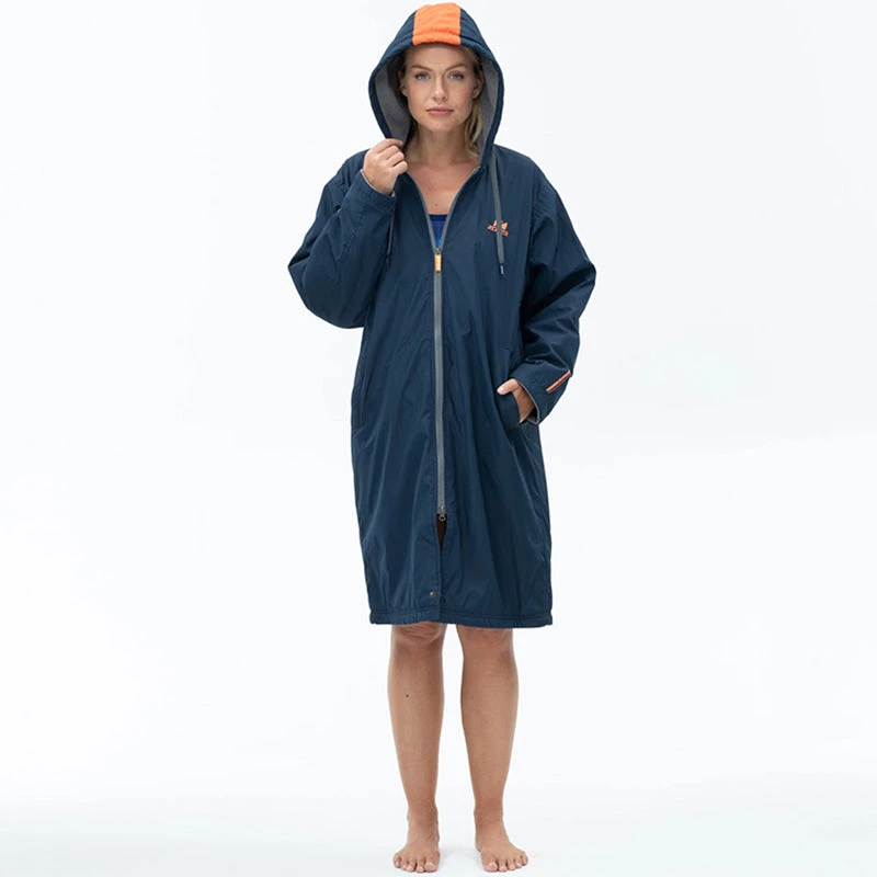 Zone3 - Polar Fleece Parka Robe Jacket - Navy/Grey/Orange - Image 3