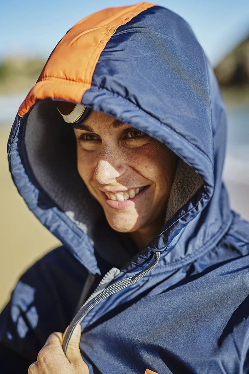 Zone3 - Polar Fleece Parka Robe Jacket - Navy/Grey/Orange - Image 9